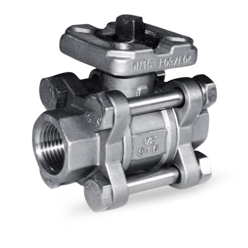 3PCS Ball Valve with Top Flange, 1/2IN, 1000psi, NPT, 316